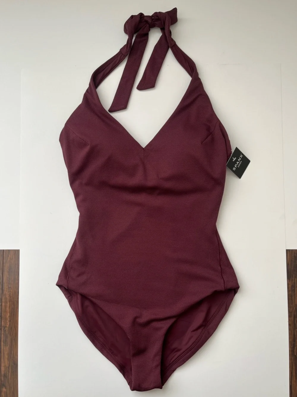 Spanx halter one piece swimsuit Mulberry XL NEW